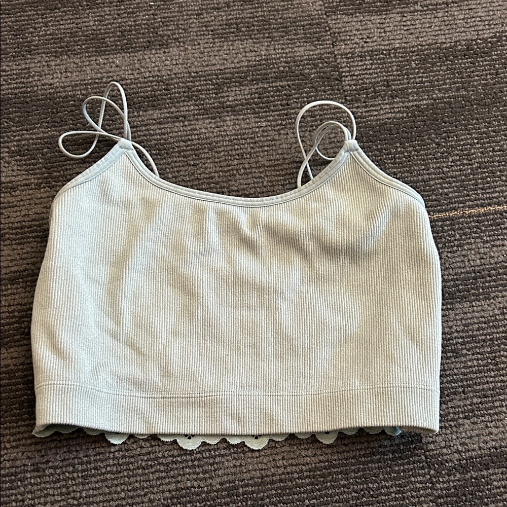 Women's Gray Ribbed Crop Top